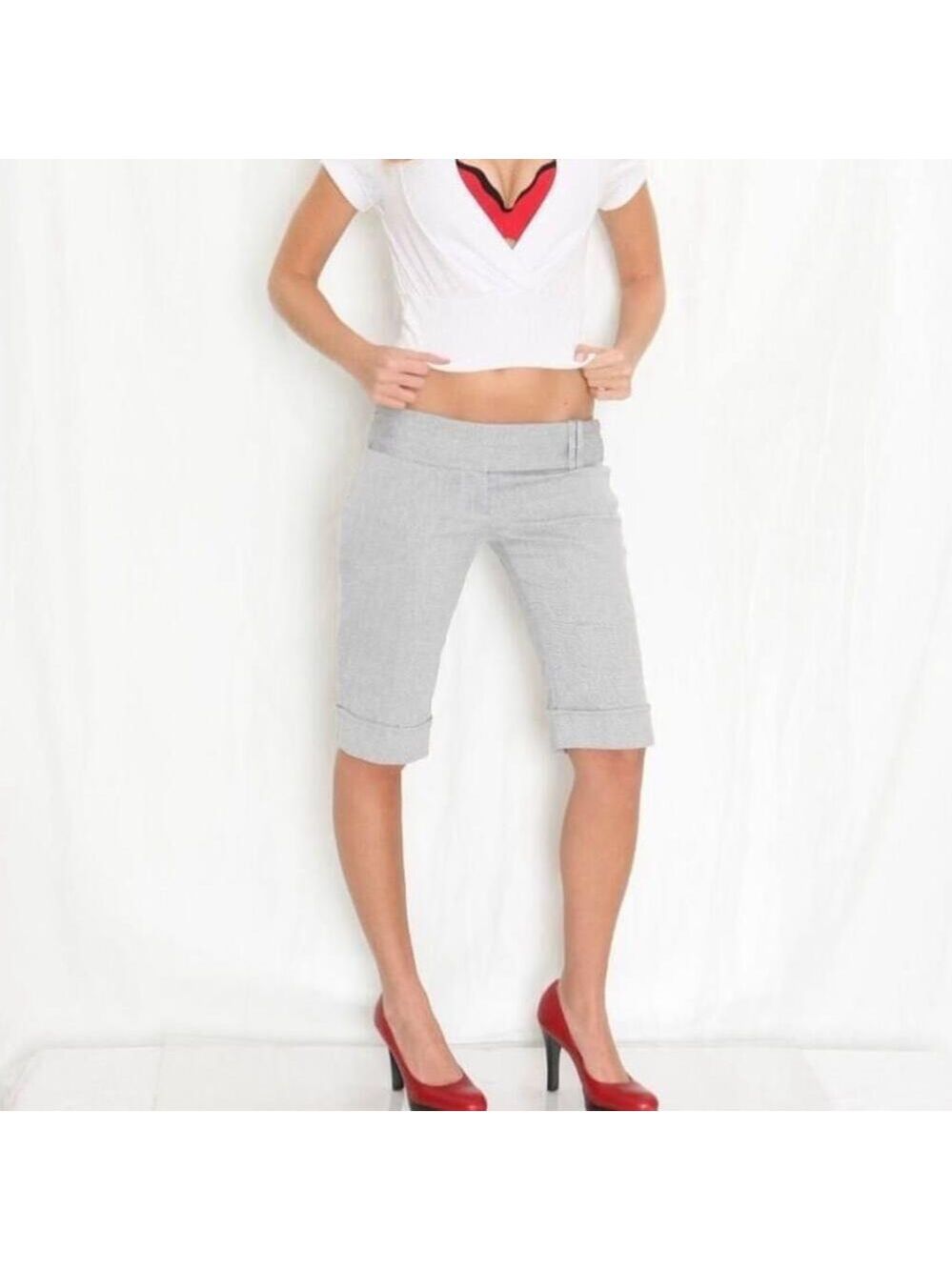 Y2K Low Rise Gray Dress Bermudas Shorts / Dress Pants